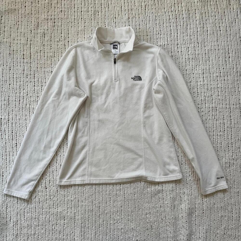 The North Face Women's White Quarter Zip Fleece - Size Medium